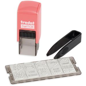 Trodat Motivstempel Switch Set Selbstgemachtes, aus Kunststoff, 2 x 2 cm, selbstfärbend, rot und schwarz, 10-teilig