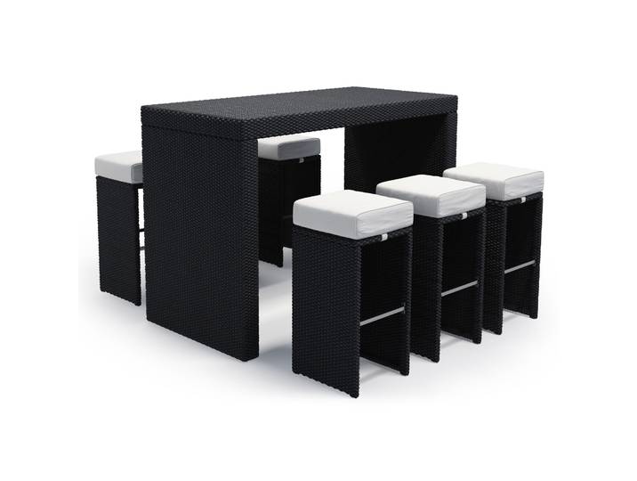 Rattan Bar Set GRANADA schwarz/weiss