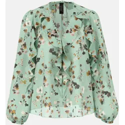 Bluse mit Blüten und Volants Mehrfarbig 36