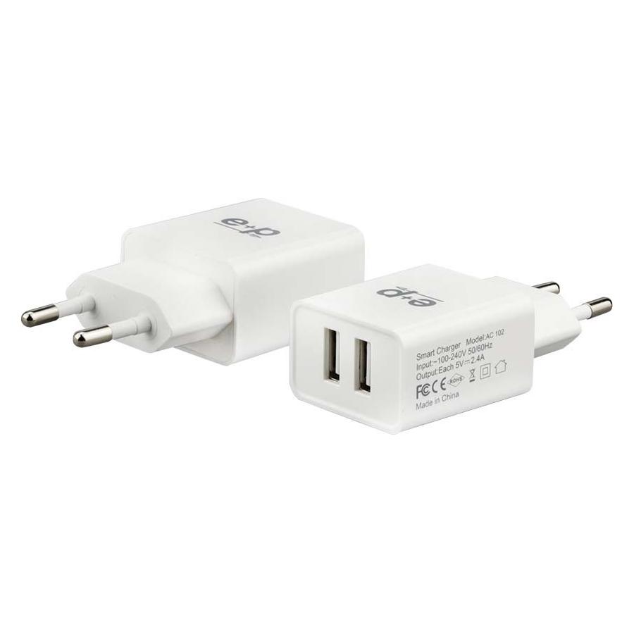 E+P AC 102 USB Ladegerät 2-fach 2400mA (2 Ports) (AC102)