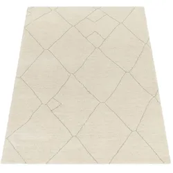 KADIMA DESIGN Teppich Kurzflor Bogenlinienmuster Wohnzimmer schmutzabweisend Natur Rechteckig 120x170 | 100% Polyester | Florhöhe: 13 mm | Handwäsche