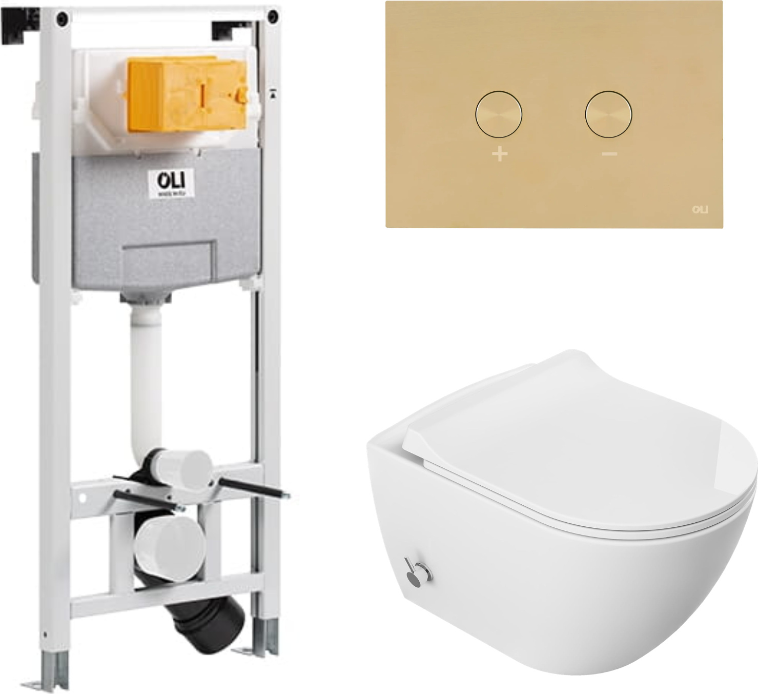 Domotechnika | Hänge Wc Set Viba - Vorwandelement - Unterputzspülkasten - Weiß - Spülrandlos, Soft-Close, Hygienisch, Modern