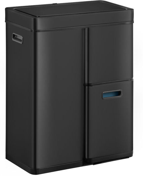 EKO Stainless Steel Motion Sensor and Odour Seal Multi-Compartment Rubbish & Recycling Bin Black 60L