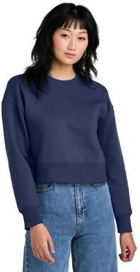 District DT1105 Women's Perfect Weight Fleece Cropped Crew in Tanzanite size XL   Cotton