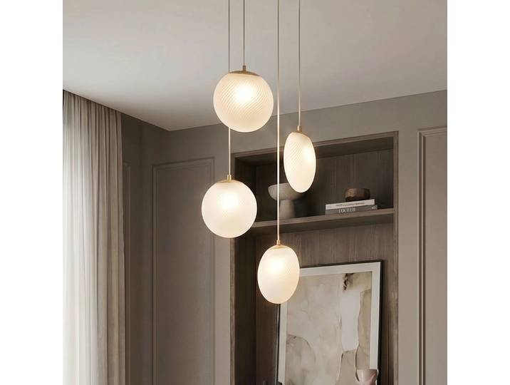 Glas Hängeleuchte Lunelle Lucande, dimmbar, für Wohn- / Esszimmer, Glas, Modern, Hängelampe