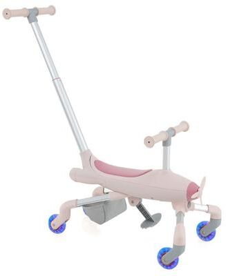 Costway 2-in-1 Kids Ride-on Push Car with LED Lighted Wheels-Pink