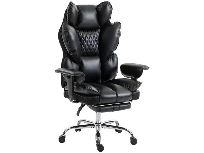 Homcom Schwerlast-Bürostuhl Kunstleder Schwarz, Füllung: Taschenfederkern, 67x130x80 cm, Büromöbel, Bürostühle, Drehstühle