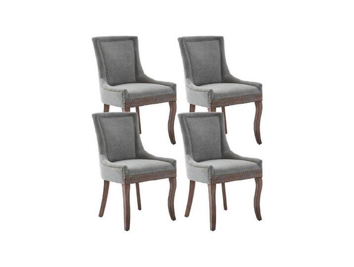 LuxusKollektion Esszimmerstuhl Esszimmerstuhl Polsterstuhl Massivholzbeine Ziernägel Grau 4er-Set