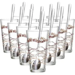 LATTE MACCHIATO GLÄSER + LÖFFEL Sana transparent 370 ml 12er Set