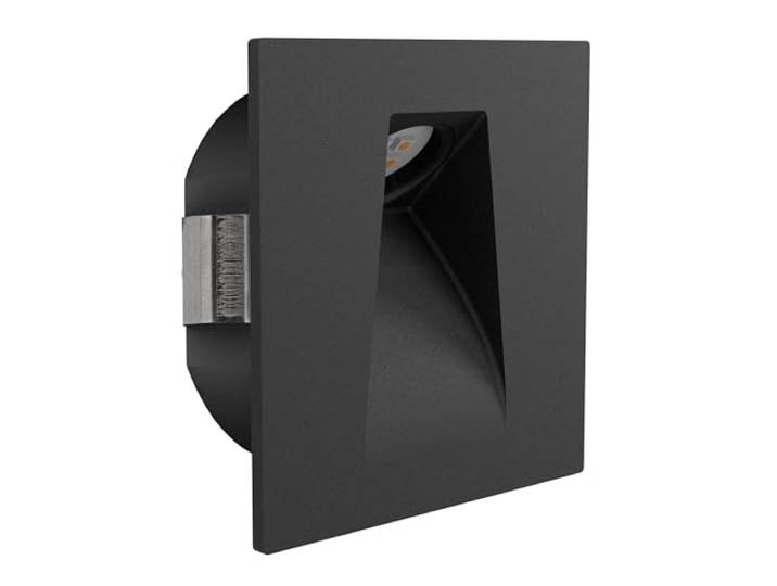 Eglo Spot LED encastrable Mecinos\, luminaire encastré mur\, spot mural noir pour escalier\, blanc chaud\, 8 cm