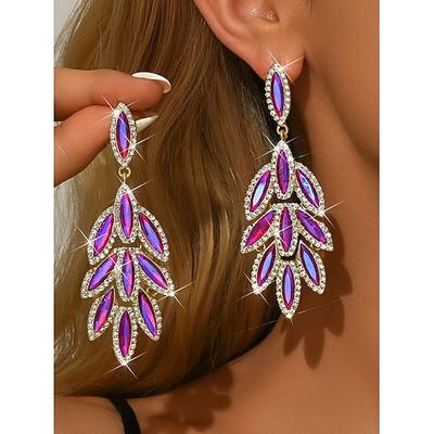 Kristallblatt-Ohrhänger für Damen – glamouröser Statement-Schmuck, elegante, funkelnde Accessoires für Partys Abendveranstaltungen