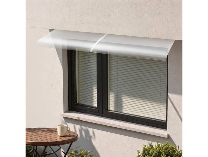 Auvent de protection contre la pluie en PET 160x50cm, fixation murale, protection contre les intempéries, protection UV, capacité de charge de neige 30cm pour patio et fenêtre