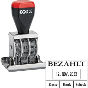 Colop Datumstempel 04060/L2, für Stempelkissen, Abdruck 45 x 30 mm, Schrifthöhe 4 mm, mit Lagertext: Bezahlt