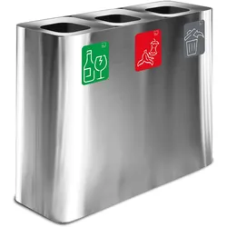 Stil Casa PURE Abfallsammelsystem, rostfreier Stahl, 90x30xh. 80 cm, 180 Liter, satinierte Aluminiumoberfläche, satiniert.