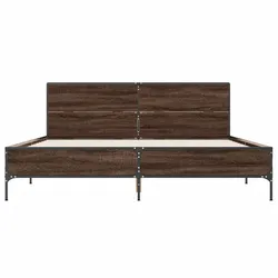 vidaXL Bettgestell Braun Eichen-Optik 120x190 cm Holzwerkstoff Metall