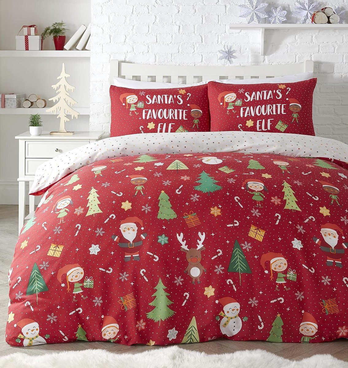 Elf en Kerstman Dekbedovertrek Set voor kinderen