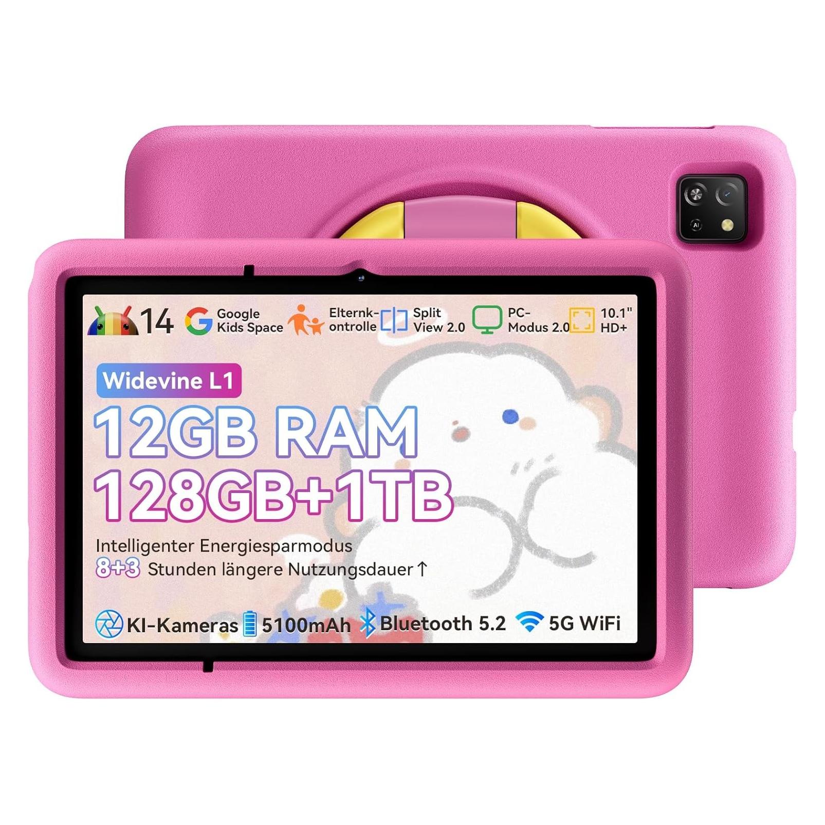 Blackview TabA6Kids Kinder-Tablet mit Kindersicherung (nur WLAN, 10", 128 GB, Rosa) (Taba6kids)