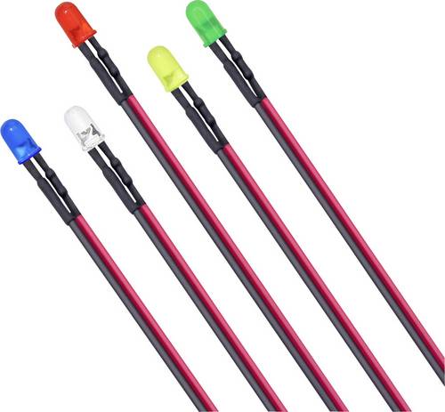 TRU COMPONENTS T1810O104 LED-Sortiment Rot, Blau, Grün, Gelb, Hell-Warm-Weiß Rund 3mm 600 mcd, 1500 mcd, 100 mcd, 600 mcd, 9000