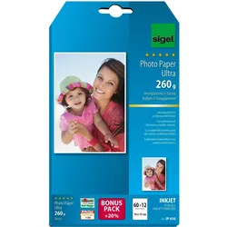 Sigel Inkjet Ultra (260 g/m2, 10 x 15 cm, 72 Stk.), Fotopapier, Weiss