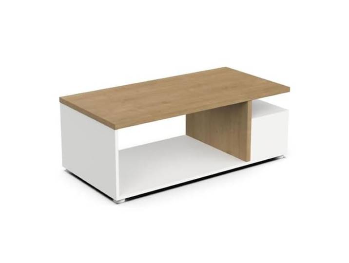 Demeyere Access Couchtisch, Holzwerkstoff, Weiß und Eiche, 91 x 50 x 37 cm