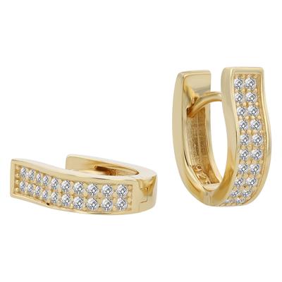 Klappcreolen ADELIA´S "Ohrringe – Klappcreole aus 925 Silber mit Zirkonia", Damen, Gr. Damen, Silber 925 (Sterlingsilber), gold, Ohrringe Klappcreolen, Ideal zum Verschenken – schlicht und stilvoll