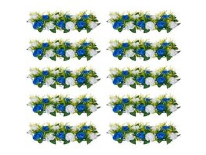 VEVOR Composition Florale Artificielle Linéaire, Lot de 10, Fleurs Artificielles avec Roses Bleues et Blanches, pour Centre de Table, Mariage, Fête, Saint-Valentin, Décoration d'Intérieur, 50x22x12 cm