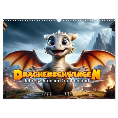 Drachenschwingen: Jahreszeiten im Drachenland (Wandkalender 2027 DIN A3 quer), CALVENDO Monatskalender