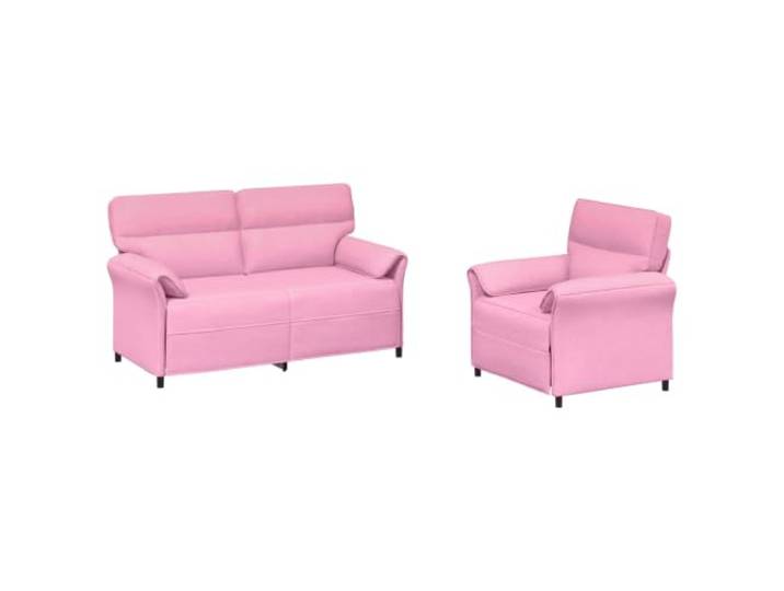 PUGYNBK Sofa-Set, 2-teilig, Rosa, Polyester, modern, rechteckiger Rahmen Metallrahmen, weicher Schaumstoff, geschwungene Armlehnen, einfache Montage, täglicher Gebrauch