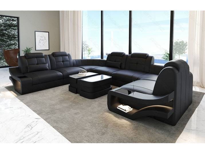 Sofa Elena Eleganz U-Form in Leder