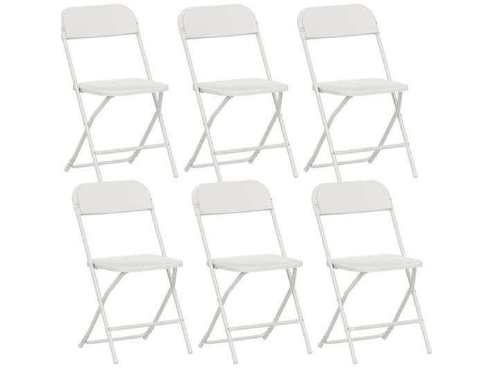 Lot de 6 chaises pliantes blanches en plastique avec structure en acier sans montage