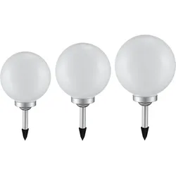 3er Set LED Solar Leuchten Kugeln Außen Beleuchtungen Lampen Weiß Strahler Lichter
