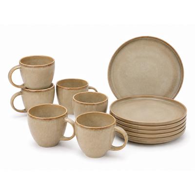 Frühstücks-Geschirrset COSY & TRENDY "Conico, Geschirr-Set, 12-tlg.", beige (sand), 12, Steinzeug, Geschirr-Sets, Steinzeug, für 6 Personen, rund, spülmaschinengeeignet