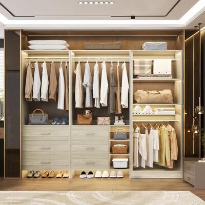 Rackcog Cimly Set of 3 Closet System with 6 Drawers, 79'' Wide Freestanding Closet Organizer