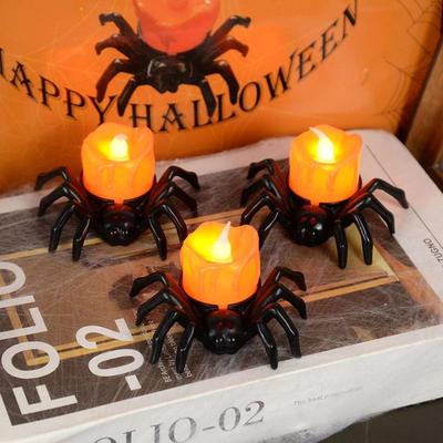 Inspired Living Spider Pumpkin Halloween LED Candle Lamp Spider Pumpkin Halloween LED Candle Lamp