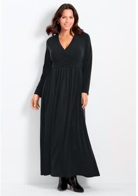 Plus Size Women's Faux Wrap Flare Maxi Dress by Avenue in Black (Size 14)