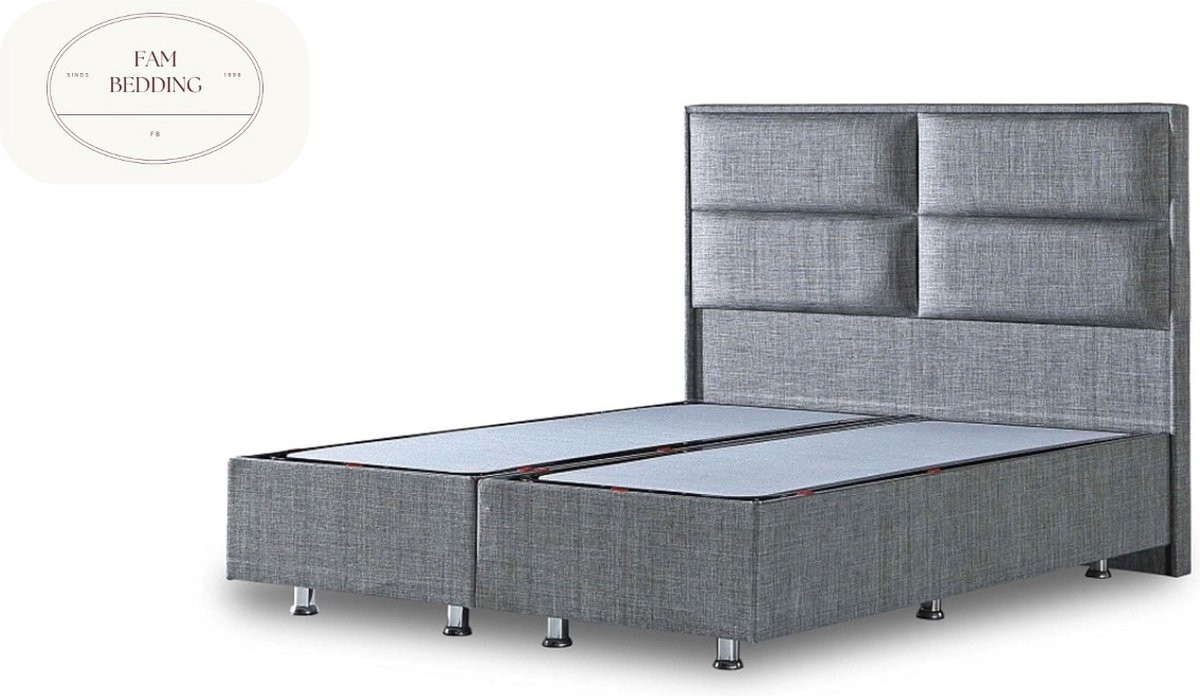 FAM BEDDING Boxspring Block met opbergruimte Antraciet 160x200 cm