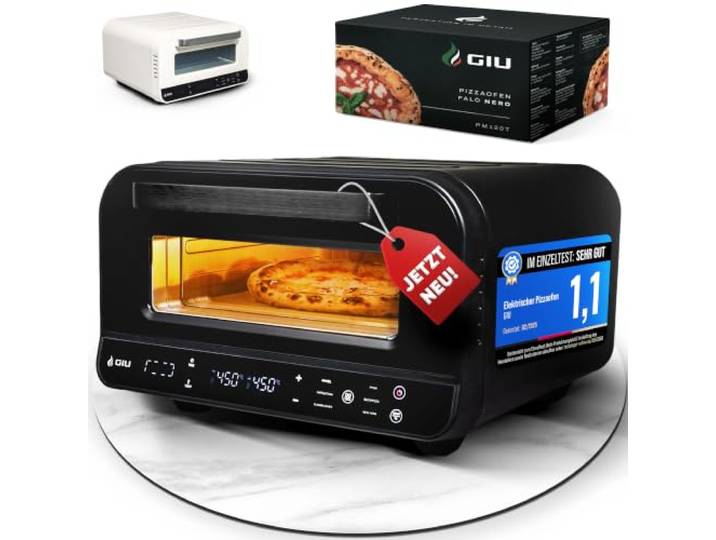 GIU Elektrischer Pizzaofen - Starker Elektro-Ofen für neapolitanische Pizza Backofen, Pizzaofen, elektrisch, Electric Oven Über 450 Grad FusionHeat-Tech Genieße Steinofen-Geschmack Zuhause