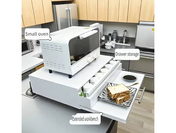 Support de rangement de cuisine, Type tiroir pour fours à micro-ondes, Machines à café, fours, support organisateur de comptoir, étagère pour la cuisine