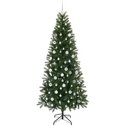 vidaXL, Weihnachtsbaum, Kim (mit LEDs und Silberkugeln) (210 cm)