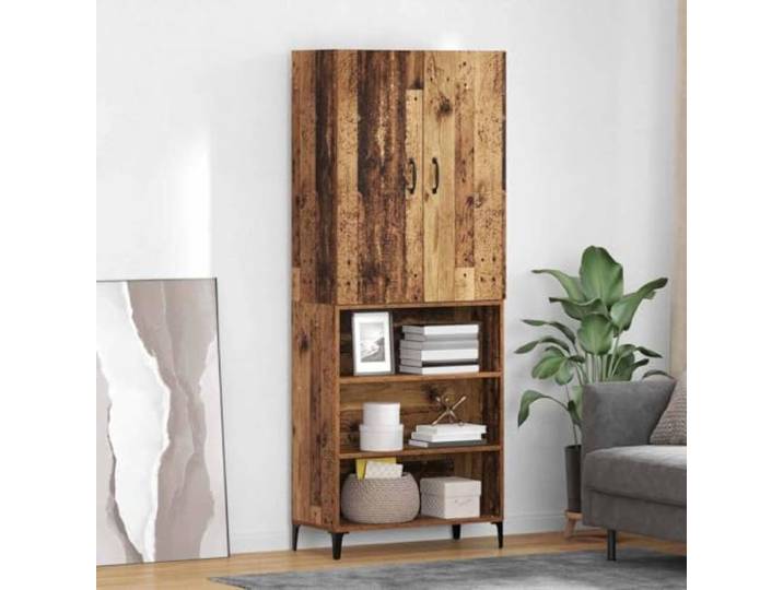 HEFZGDB Raumsparendes Highboard für kleine Wohnungen: Modernes wandmontiertes Aufbewahrungsmöbel mit Metallbeinen, Regalen und Fächern