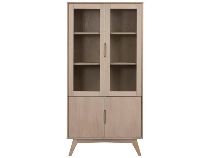 Mid.you Vitrine, Eiche, Holz, Glas, Eiche, furniert, 4 Fächer, 94x192x40 cm, Wohnzimmer, Wohnwände, Vitrinenschränke