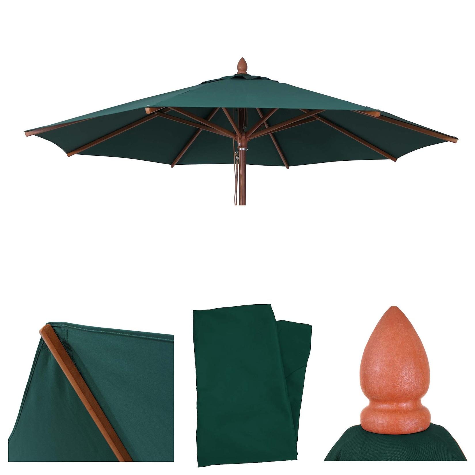 Ersatz-Bezug für Gastronomie Holz-Sonnenschirm MCW-C57b, Sonnenschirmbezug, rund Ø3m Polyester ~ dunkelgrün