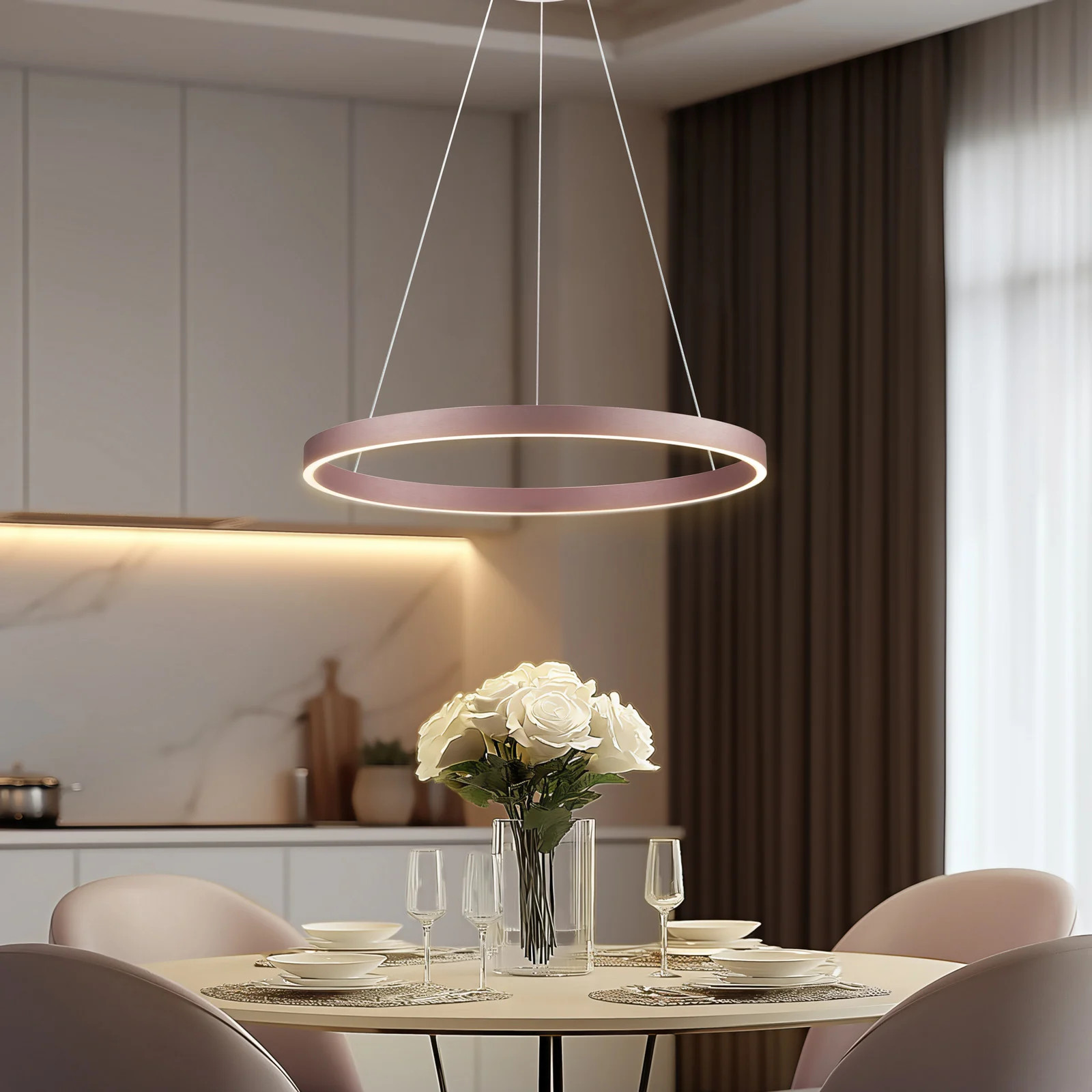 Lucande Yonam 1 LED Smart Hanglamp Coffee - Modern Aluminium - Bruin