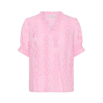 Kurzarmbluse KAFFE "Damen Bluse kurzarm KAdona", Damen, Gr. 40, pink (pink frosting), Obermaterial: 100% Baumwolle CO., Blusen