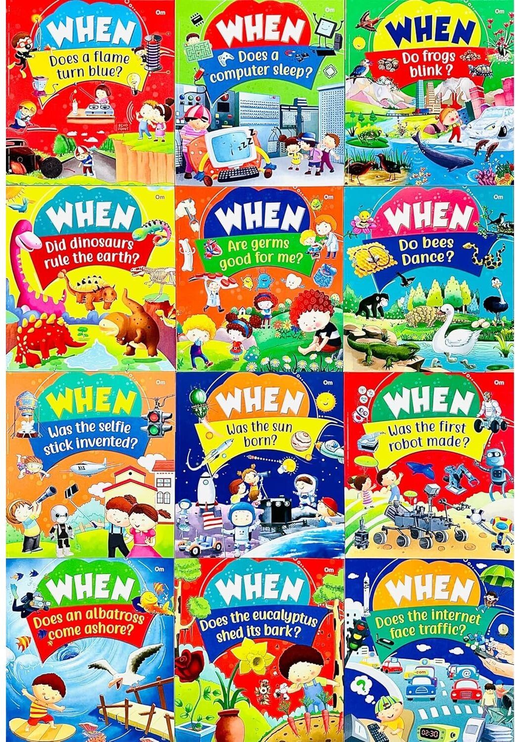 OM Books International Tell Me When? Collection of 12 Books – Fun Science Questions & Educational Discovery Books for Kids