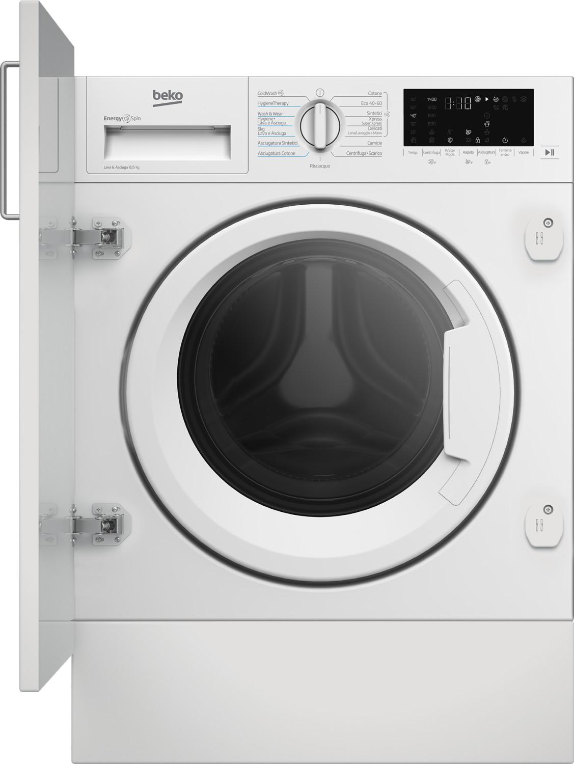 Beko WDI85DAW_IT, Frontlader, Integriert, Weiß, Links, Weiß, Drehregler, Touchsteuerung