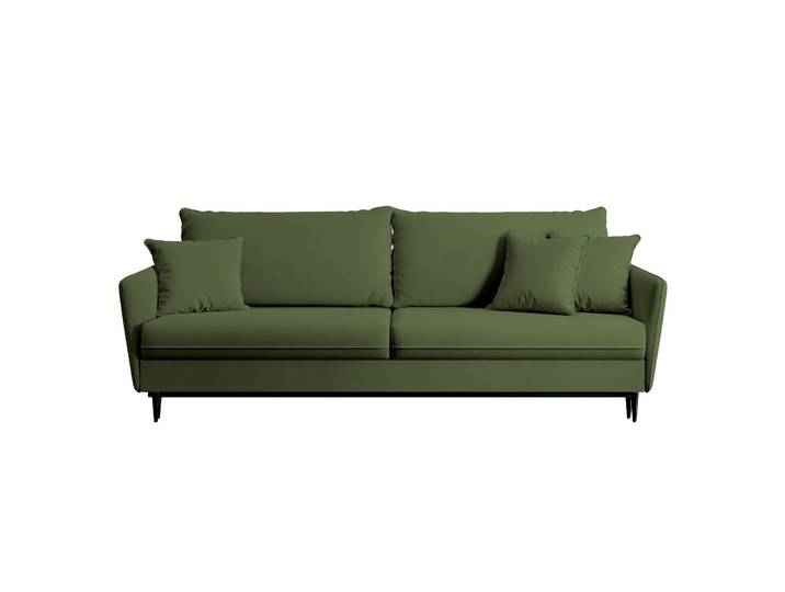 Dreisitziges ausklappbares Sofa Volio, olivfarben, Samt,
