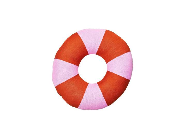 Dekokissen Chic Mic Gestricktes Donut 50 x 50 cm , bunt (rosa, rot), B:50cm L:50cm, Baumwolle, Dekokissen_Sitzkissen_Kissenhüllen, Dekokissen