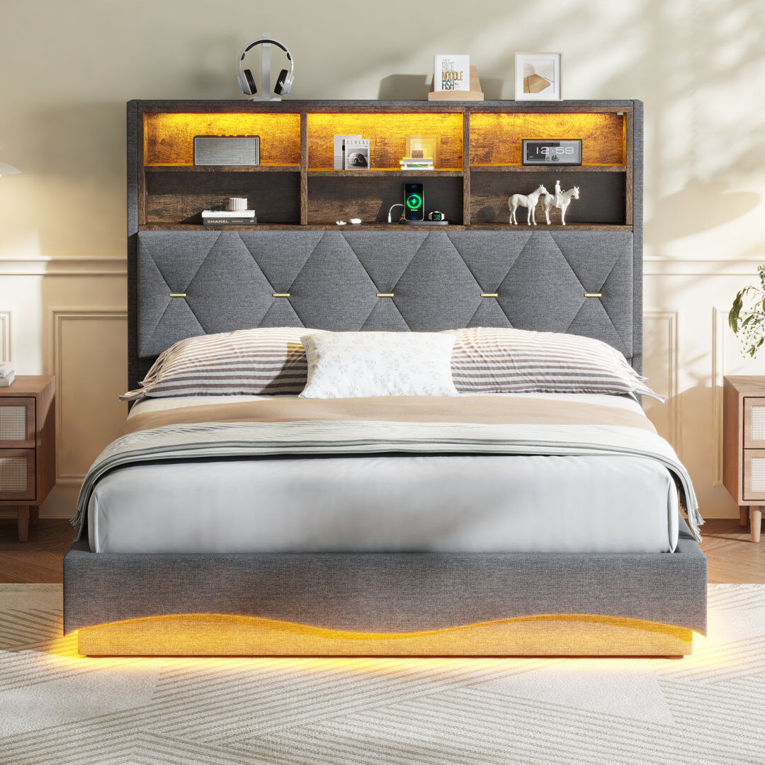 Metro Upholstered Linen Ottoman Bed Grey 4ft6