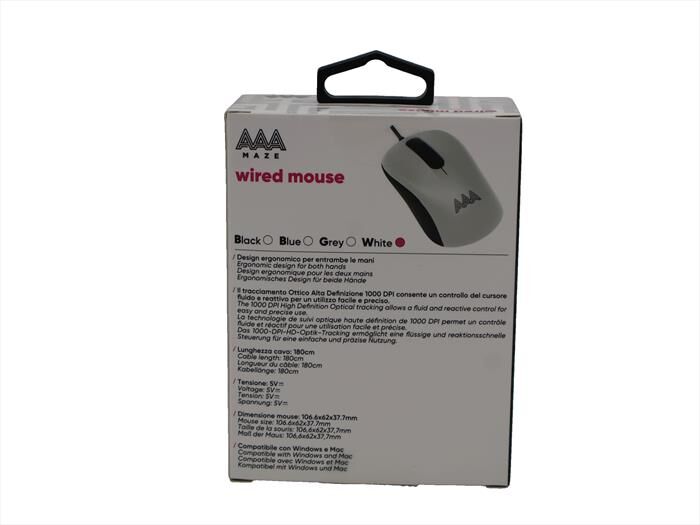 AAAMAZE Mouse Wired Usb-bianco